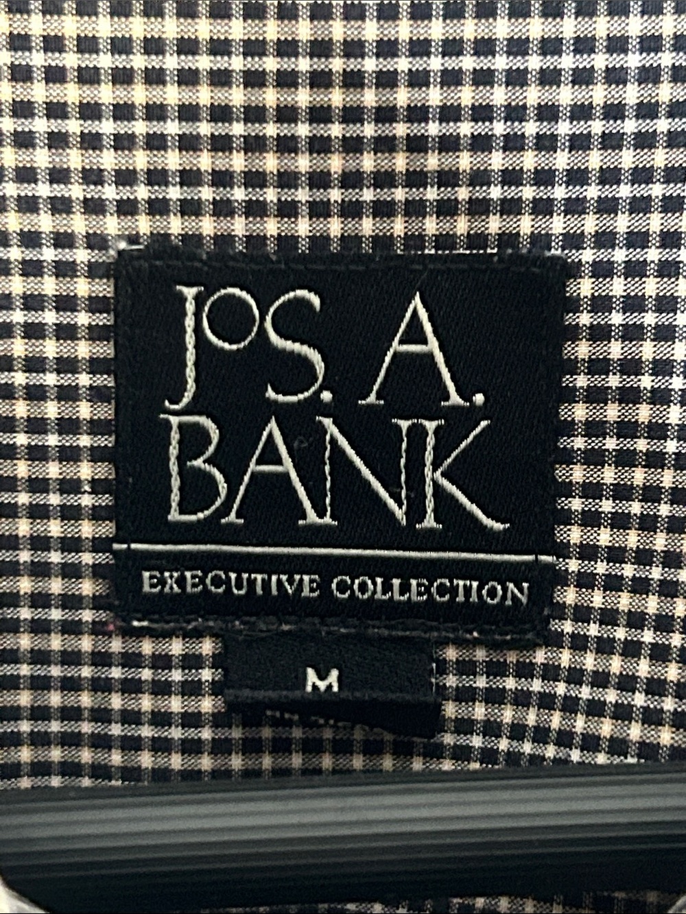Jos. A. Bank Executive Collection Button Down Shirt Medium Black Tan Microcheck - Picture 2 of 8